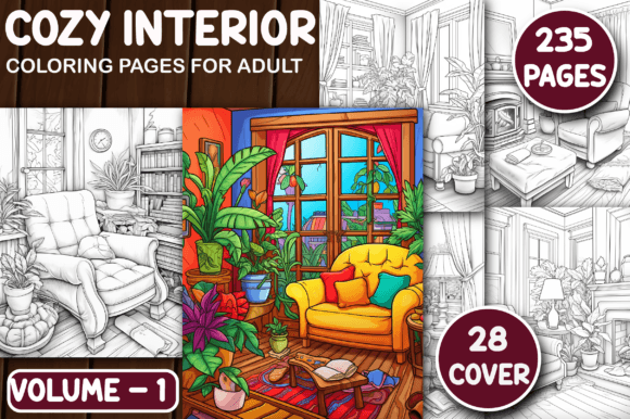 235 Cozy Interior Coloring Pages V - 1