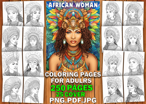 250 African Woman Coloring Pages Adults