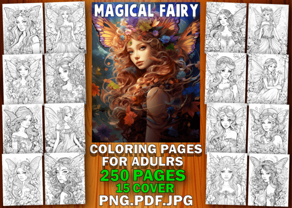 250 Magical Fairy Coloring Pages Adults: A Print-Ready Interior Designed for KDP Success