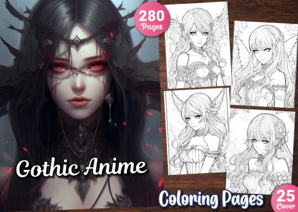 280 Gothic Anime Coloring Pages for KDP