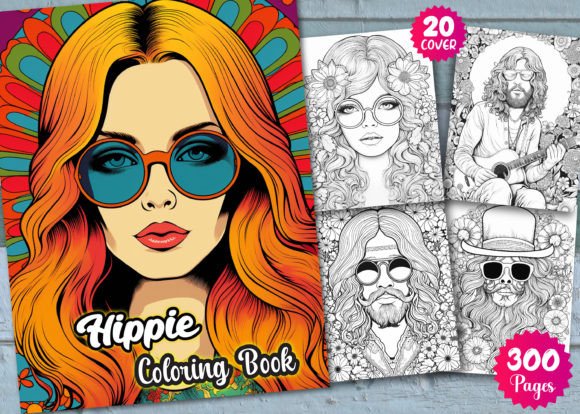 300 Hippie Coloring Pages for Adults