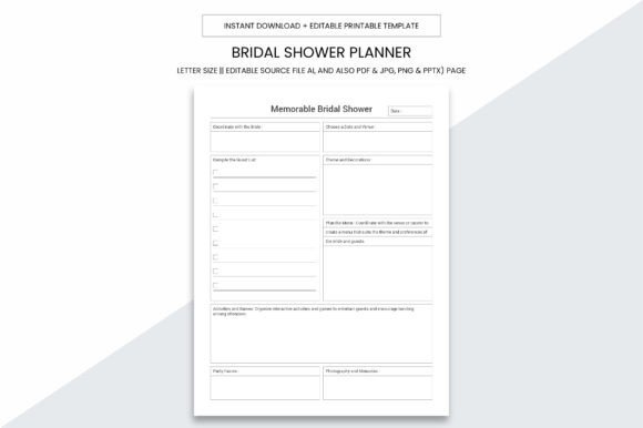 Bridal Shower Planner Kdp Printable