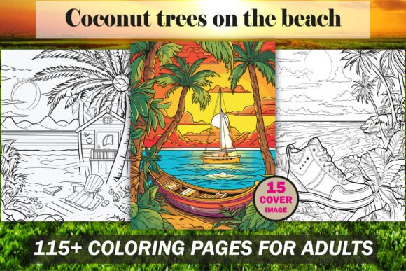 Coconut Trees on the Beach Coloring Book