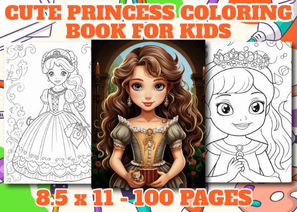 Cute Princess Coloring Book for Kids