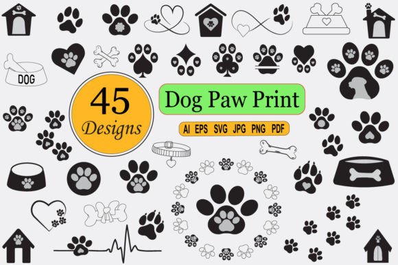 Dog Paw Print Clip-Art Bundle Collection