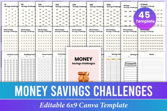 Money Savings Challenge Bundle Canva