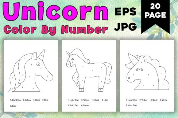 UNICORN COLOR by NUMBER PAGES 02